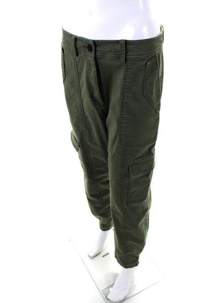 Derek Lam 10 Crosby Womens Cotton High-Rise Straight Cargo Pants Green Size 8