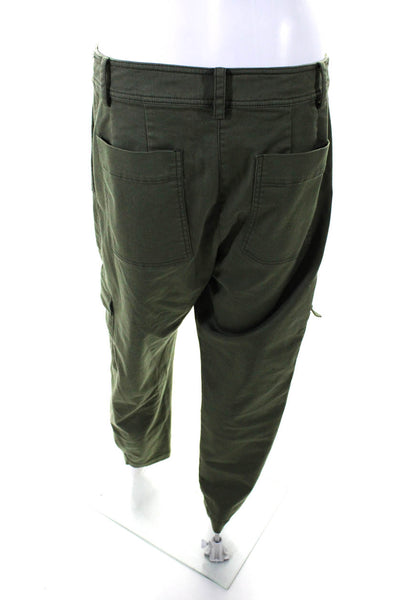 Derek Lam 10 Crosby Womens Cotton High-Rise Straight Cargo Pants Green Size 8