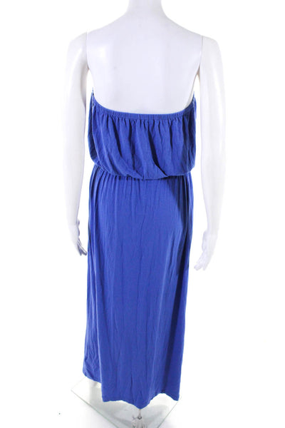 J Crew Womens Jersey Knit Strapless Drawstring Waist Maxi Dress Blue Size S