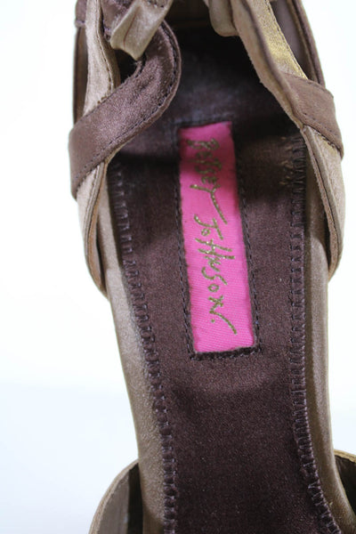 Betsey Johnson Womens Colorblock Peep Toe Buckled Stiletto Heels Brown Size 5.5