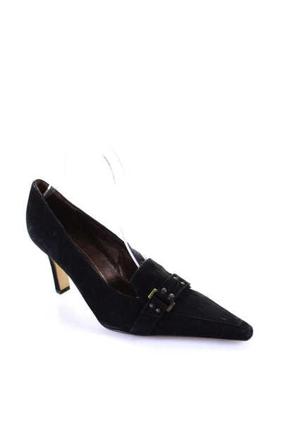 Peter Kaiser Womens Pointed Toe Buckled Slip-On Stiletto Heels Black Size 7.5