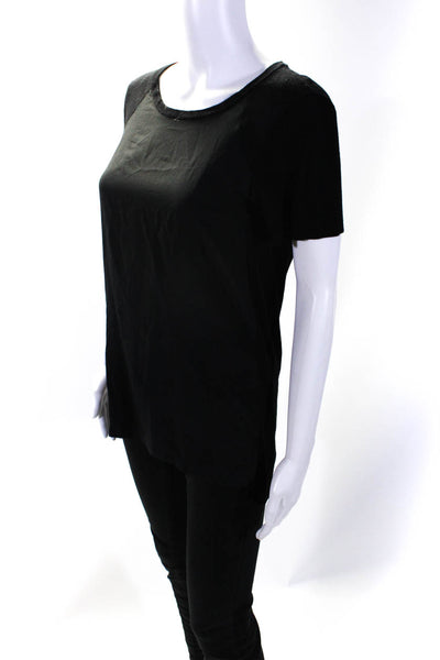 Nanette Lepore Womens 100% Silk Scoop Neck Short Sleeved Shirt Black Size S