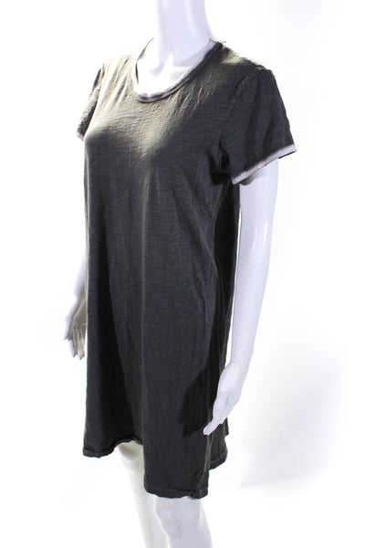 Wilt Womens Short Sleeved Round Neck Knee Length T Shirt Dress Gray White Size M