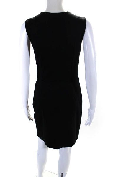 Amy Matto Womens Front Zip Sleeveless V Neck Knit Sheath Dress Black Size 2