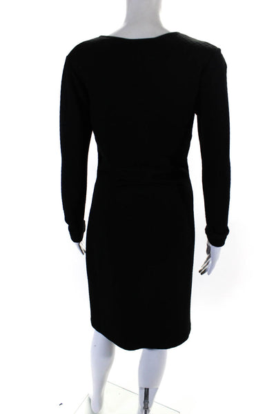 Amy Matto Womens Long Sleeve V Neck Knit Sheath Dress Black Size Extra Small