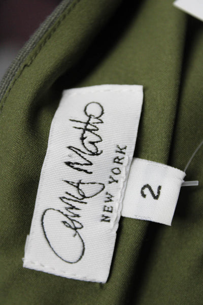 Amy Matto Womens Side Zip V Neck Ruched Knit Sheath Dress Green Size 2