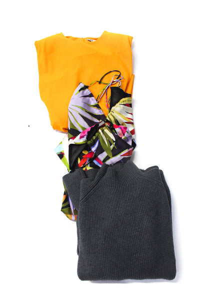 Zara Womens Printed Knit Midi Dresses Gray Orange Multi Size XS Small Lot 3