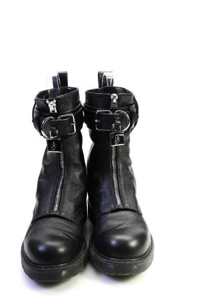 JW Anderson Womens Black Leather Padlock Detail Punk Ankle Boots Shoes Size 7