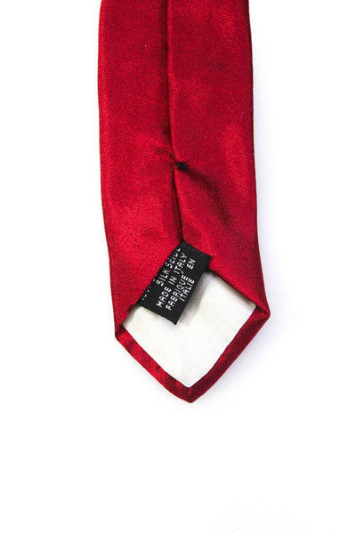 Dolce & Gabbana Mens Solid Red Silk Graphic Print Tie