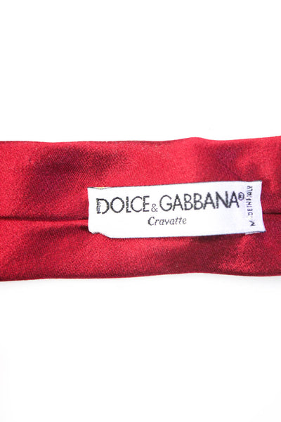 Dolce & Gabbana Mens Solid Red Silk Graphic Print Tie