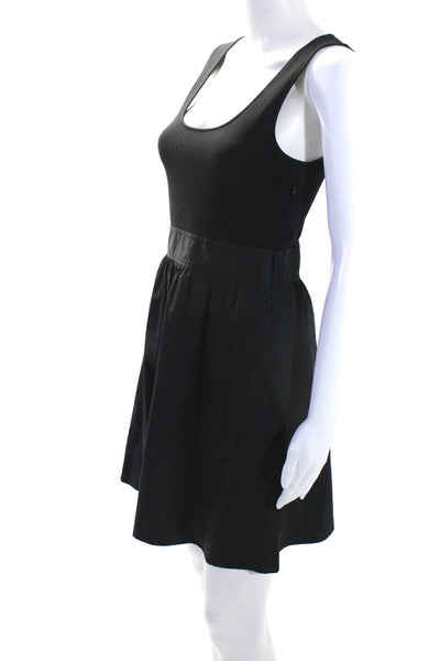 Theory Womens Scoop Neck Jersey Poplin Mini Tank A Line Dress Black Size 2