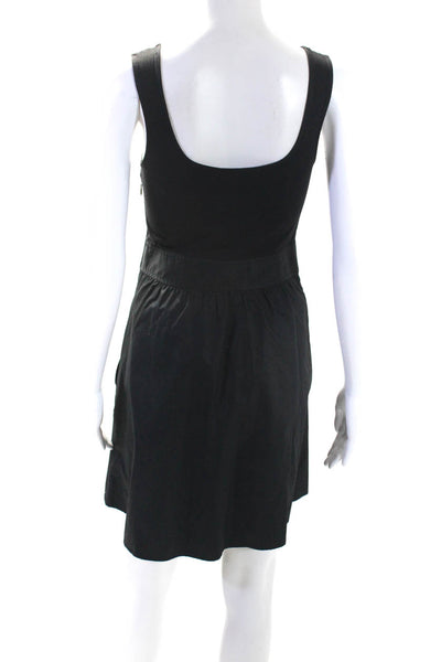 Theory Womens Scoop Neck Jersey Poplin Mini Tank A Line Dress Black Size 2