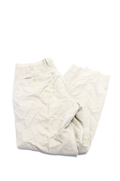 Incotex Mens Straight Leg Flat Front Dress Pants Khaki Beige Size 33