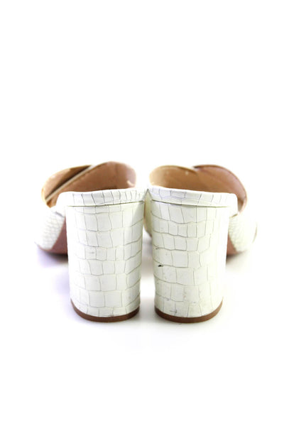 Schutz Womens Block Heel Cross Embossed Cross Strap Sandals White Size 6.5B