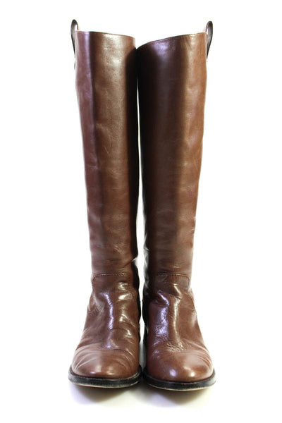 KORS Michael Kors Womens Back Zip Knee High Boots Brown Leather Size 6.5M