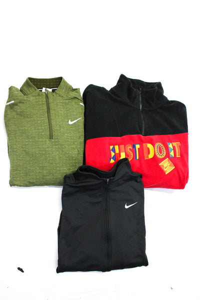 Nike Mens Red/Black Embordered Mock Neck Half Zip Fleece Jacket Size L lot3