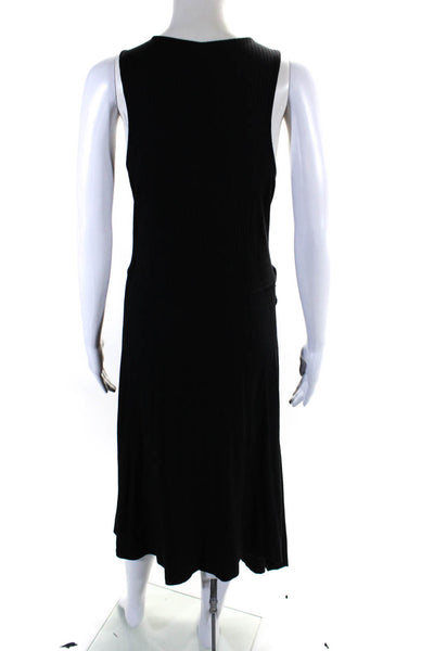 Anthropologie Womens Ribbed Knit Asymmetrical Hem Midi Tank Dress Black Size 2X