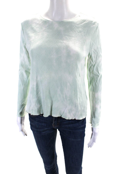 Love Shack Fancy Womens Tie Dye Print Blouse Mint Green White Size Medium