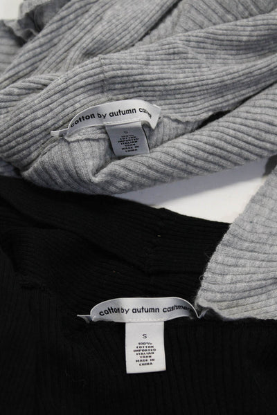 Cotton By Autumn Cashmere Womens Ribbed Sweaters Gray Black Size Small Lot 2