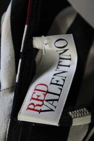 RED Valentino Womens Silk Chiffon Striped Print Wide Leg Jumpsuit Black Size 36