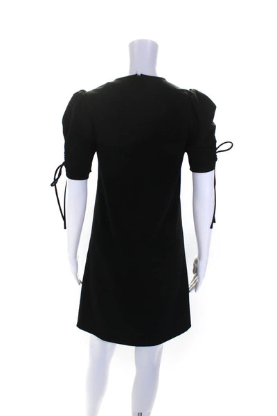 See by Chloe Womens Black Crew Neck Zip Back Short Sleeve A-Line Dress Size 36