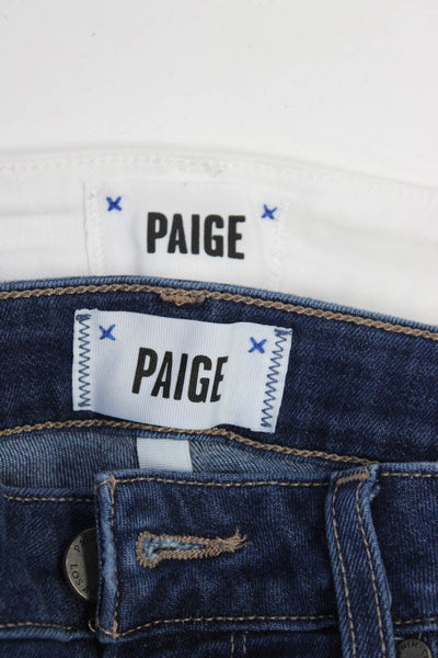 Paige Womens Cotton Denim Low-Rise Cropped Jeans Pants Blue White Size 29 Lot 2