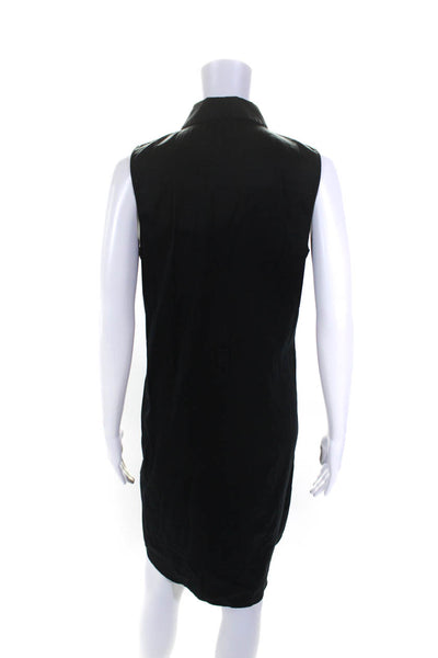 Theory Womens Cotton Collared Sleeveless Button Down Shirt Dress Black Size 8