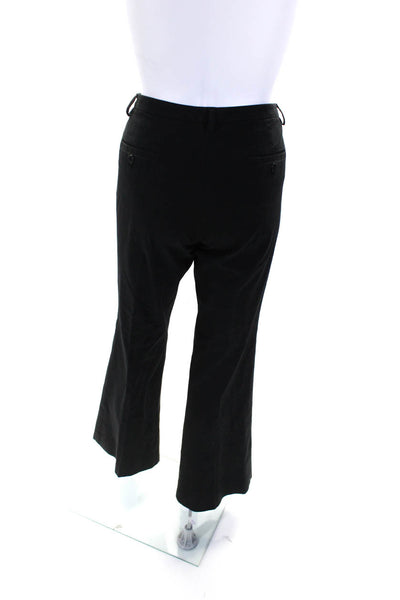 Theory Womens Cotton Low-Rise Pleated Front Flared Hem Trousers Black Size 8