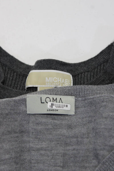 Michael Michael Kors Loma Womens Wool Embroidered Sweaters Gray Size XS Lot 2