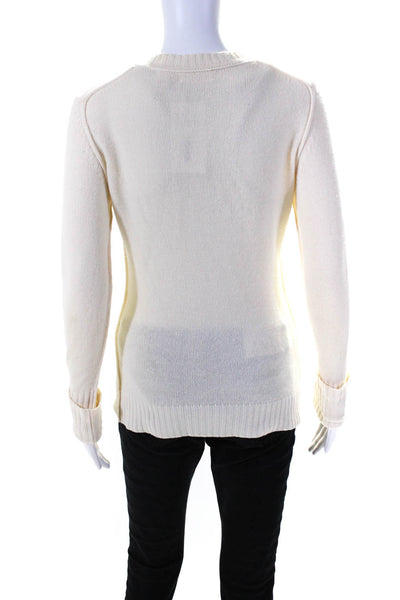 Inhabit Womens Cashmere Knitted V-Neck Long Sleeve Sweater Beige Size S