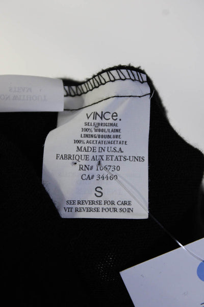 Vince Womens Long Sleeves Half Button Down Shirt Dress Black Wool Size Small