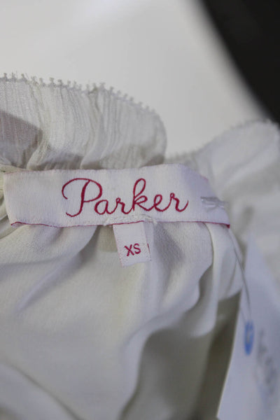 Parker Womens Tied V Neck Cold Shoulder Long Sleeved Blouse White Black Size XS