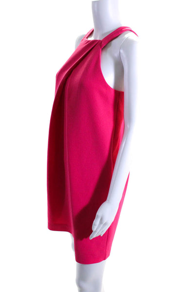 Trina Turk Womens Pleated Square Neck Sleeveless Zip Up Mini Dress Pink Size S