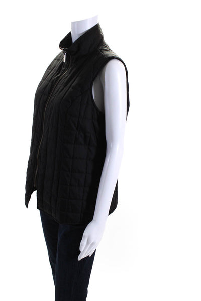 Michael Michael Kors Womens Sleeveless Full Zip Short Quilted Vest Black Size L