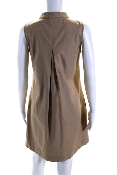 Piazza Sempione Womens Khaki Cotton Collar Sleeveless A-line Dress Size 40