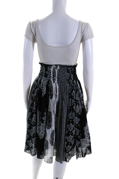 ISDA & Co Womens Black/White Cotton Paisley Print Lined A-Line Skirt Size 4