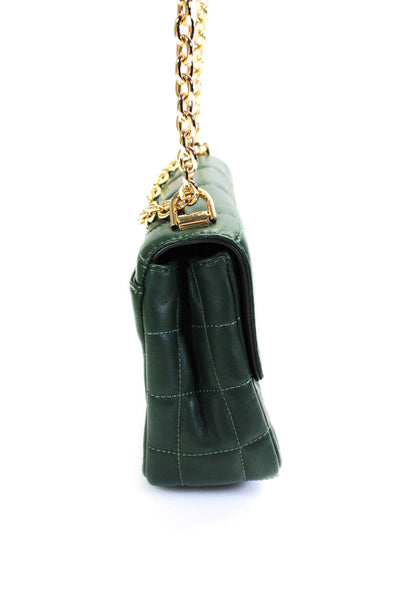 Michael Kors Womens Single Strap Quilted Flap Medium Shoulder Handbag Green