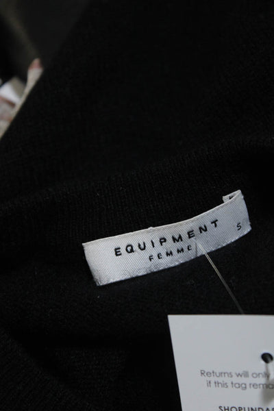 Equipment Femme Womens Snakeskin Print Sleeve Sweater Black Gray Cashmere Small