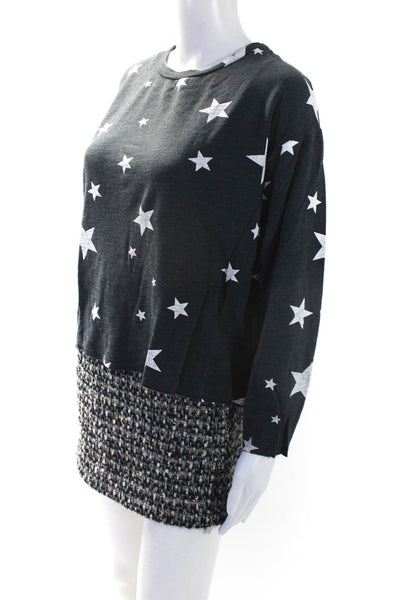 J Crew Sundry Womens Star Sweatshirt Tweed Mini Skirt Size 00 2 Lot 2