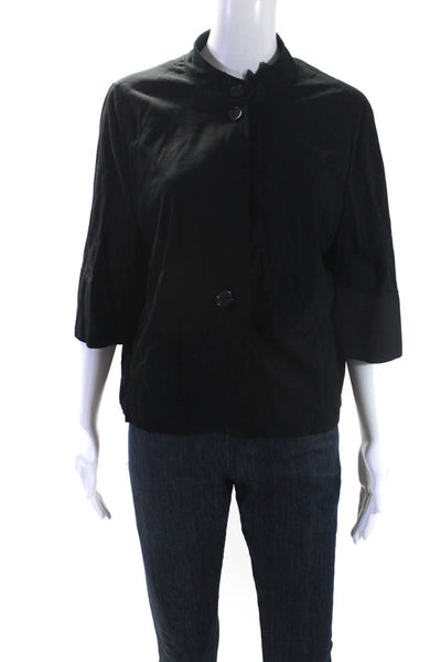 Akris Punto Womens Flower Detail Button Up Cardigan Sweater Black Size 12