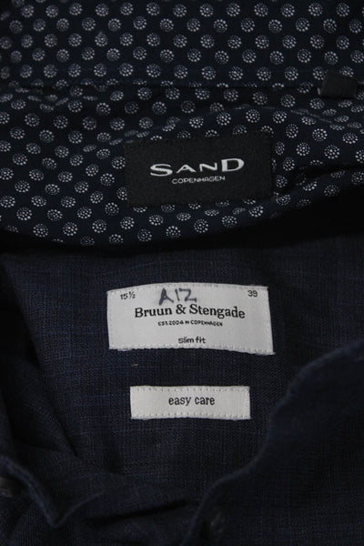 Sand Copenhagen Bruun & Stengade Mens Long Sleeve Shirt Size 15.5 15.75 Lot 2