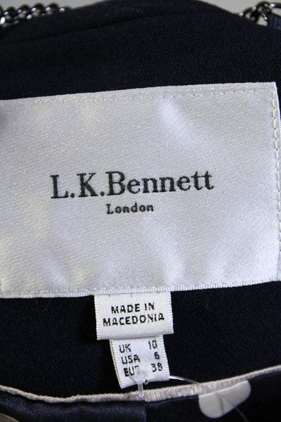 L.K. Bennett Womens Round Neck Double Breasted Blazer Jacket Navy Size 6
