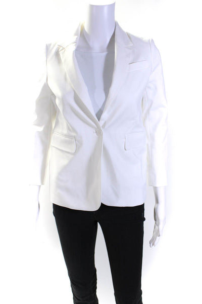 Designers, Remix Womens Cotton Blend Notch Collar Button Up Blazer White Size 12