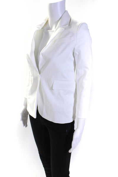 Designers, Remix Womens Cotton Blend Notch Collar Button Up Blazer White Size 12