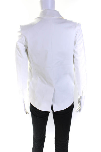 Designers, Remix Womens Cotton Blend Notch Collar Button Up Blazer White Size 12