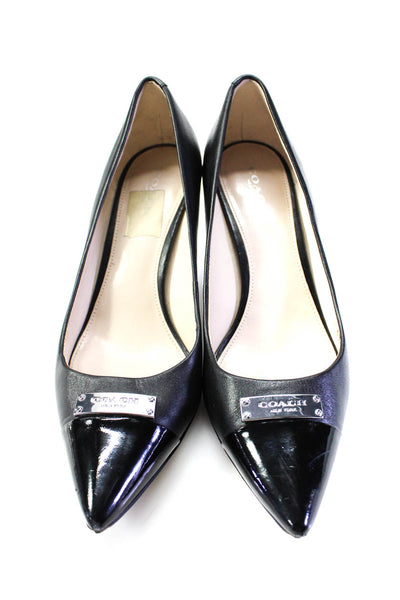 Coach Womens Leather Silver Toned Hardware Pointed Toe Heels Pumps Size 7.5B