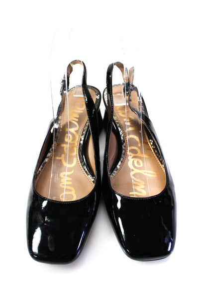 Sam Edelman Womens Patent Leather Square Slingback Heels Black Size 6.5W