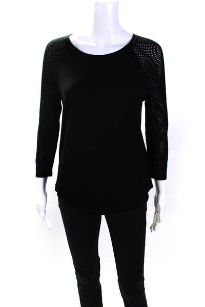 Rag & Bone Jean Womens Knit Round Neck Long Sleeve Sweater Top Black Size S