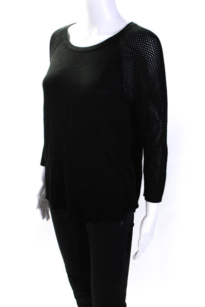 Rag & Bone Jean Womens Knit Round Neck Long Sleeve Sweater Top Black Size S