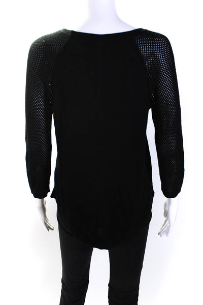 Rag & Bone Jean Womens Knit Round Neck Long Sleeve Sweater Top Black Size S